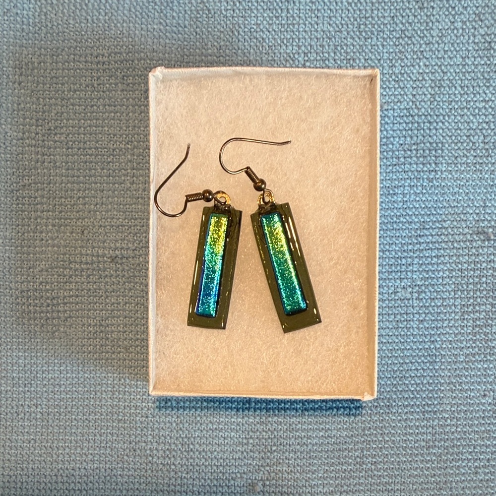 Elegant Green and Blue Dangle Earrings